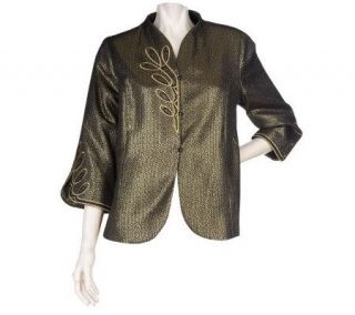 Bob Mackies Brocade Jacket with Embroidery Detail —