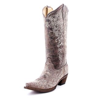 Corral Ladies Embroidery Floral Lace Cowgirl Boots Bone A1094