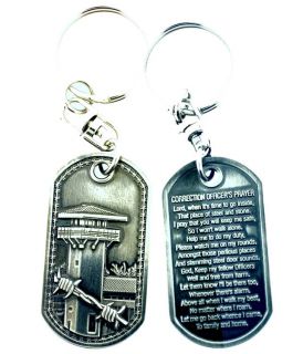 CORRECTION OFFICERS PRAYER BRUSHED STEEL KEYCHAIN