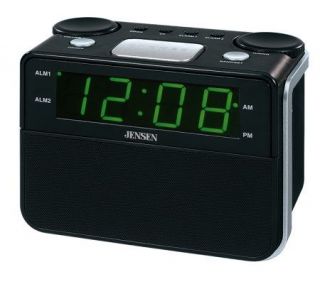 Jensen JCR 255 AM/FM Dual Alarm Auto Time Set Clock Radio —