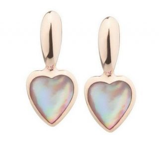 As Is Kabana Gemstone Inlay Heart Earrings, 14K Gold —