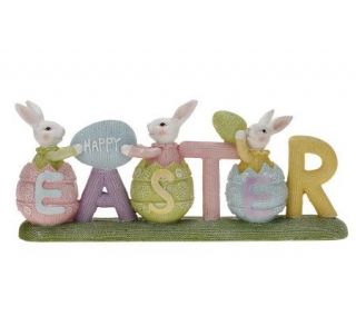 Easter Sign with Bunnies and Eggs by Valerie —