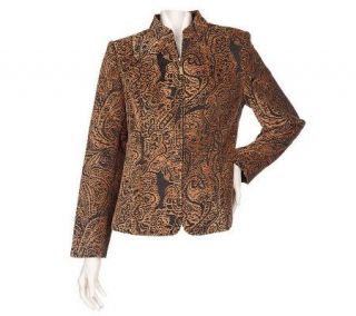 Susan Graver Lined Chenille Jacquard Paisley Tapestry Jacket