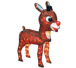 32 3D Lighted Rudolph Tinsel Yard Art by Sterling —