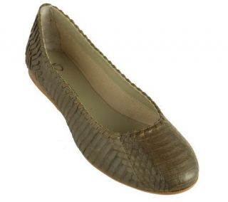 Makowsky Leather Snake Flats with Whipstitch Detail   A212972