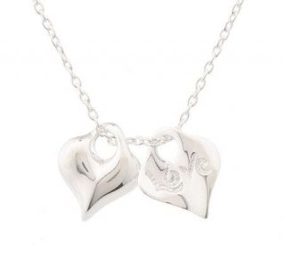 Sterling Double Heart Inscribed Love 16 Necklace —