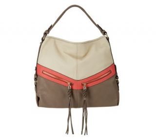 Couture Gillian Color Block Hobo with Zipper Detail —