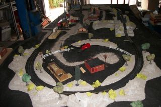 HO scale train layout with scenery