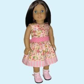 Doll Clothes Fit 18 American Girl Cotton Pink Floral Dress New