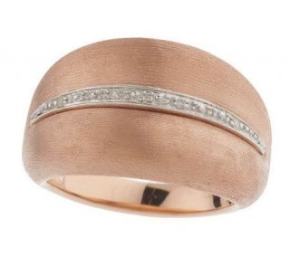 Brushed Satin Finish Tapered Ring with Diamond Accents 14K Gold