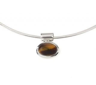 Artisan Crafted Sterling Neckwire with Tigers Eye Slide —