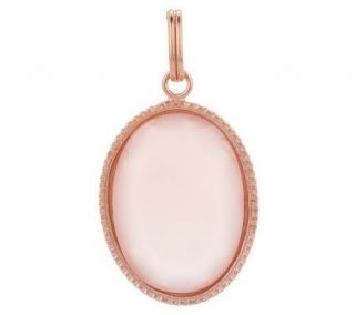 Veronese 18K Clad Pink Chalcedony Tablet Cut Oval Pendant —