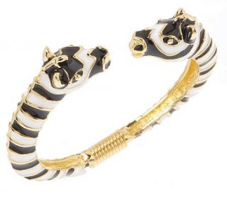 Kenneth Jay Lanes Wild Zebra Bangle Bracelet —