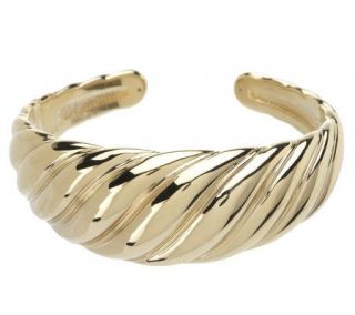 Average Bold Graduated Wave Design Cuff Bracelet 14K Gold —