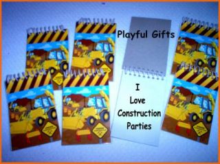 12 Construction Notebooks Party Favor Pad