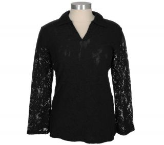 Motto Stretch Lace Tunic with Bell Sleeves —