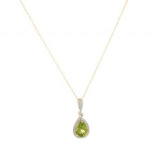 75 ct Peridot & 1/10 ct tw Diamond Pendant, 14K —