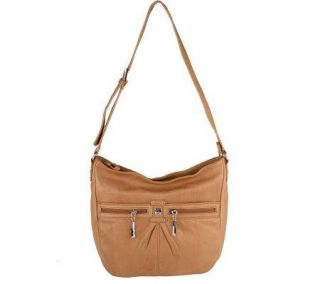 Stone Mountain Leather Double Pocket Gathered Front Bucket Bag
