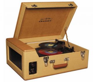 Crosley Traveler Phonograph   Brown and Tweed —