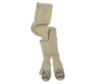 Muk Luks Snowflake Cable Scarf with Mitten Ends   A320483