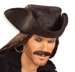 Caribbean Pirate Distressed Suede Adult Costume Hat