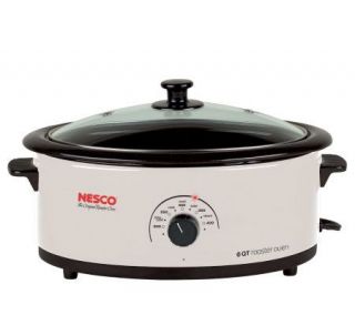 Nesco 6 qt Roaster Oven with Removable Steel Rack   Ivory —
