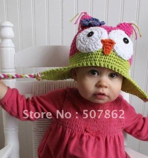 Pink Purple Parrot Owl Baby Crochet Kids Beanies Hat Crochet