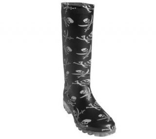Journee Collection Womens Skull Print Rain Boots —