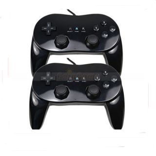 2pcs New Black Classic Pro Controllers for Nintendo Wii Remote US