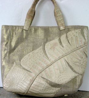  Handbag Metalic with Authentic Crocodiles Fascus Skin Leathr EC