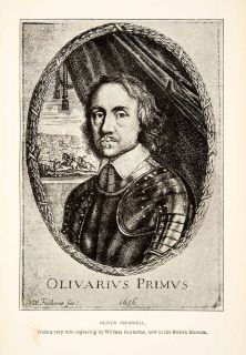 1888 Print Portrait Oliver Cromwell English Military Civil War Stuart