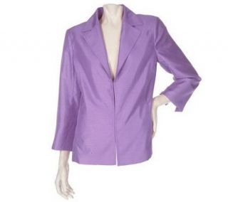 Susan Graver Shantung 3/4 Sleeve Jacket with Back Detail —