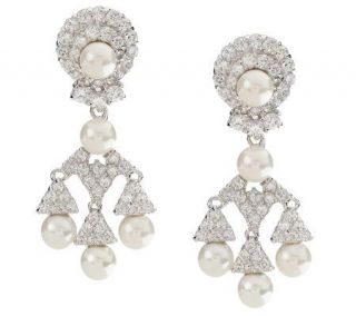 Melania Simulated Pearl & Crystal Earrings —
