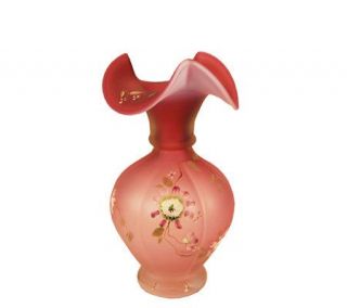 Fenton Art Glass Topaz Amberina Vase —