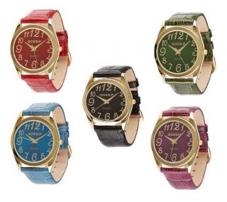 Gossip Set of 5 Genuine Leather Strap Watches —