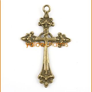10x antiqued bronze steampunk religious cross necklace pendant 140937