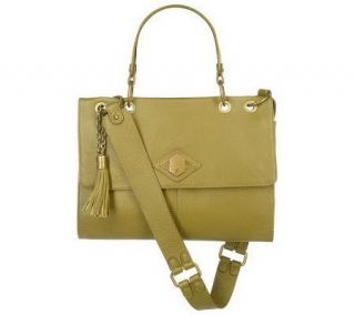 Luxe Rachel Zoe Pebble Leather Small Flap Handbag with Tassel Detail 