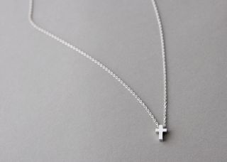 White Gold Small Cross Necklace Sterling Silver Cross Jewelry Necklace