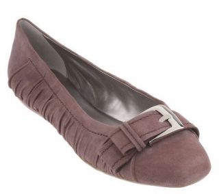 Tignanello Suede Flats with Buckle & Ruching Detail   A216389