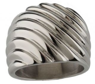 Simona Collini Steel Bold Ribbed Design Ring —