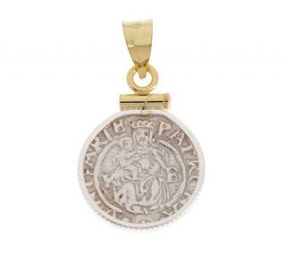 Madonna and Child Coin Pendant with 18K Gold Bail —