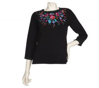 Linea by Louis DellOlio Floral Embroidered Sweater —