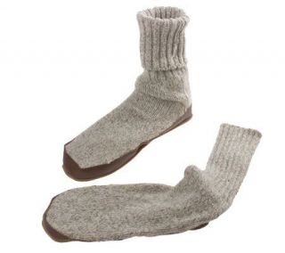 Wool Slipper Socks with Leather & Suede Soles —