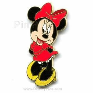 minnie mouse takes a coy stance in this open edition pin