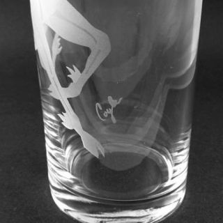 Stunning Perry Coyle Engraved UNICORN Art Glass Vase   Signed