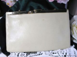 Bone Cream Soft Leather Handbag Etra Clutch Purse Bag