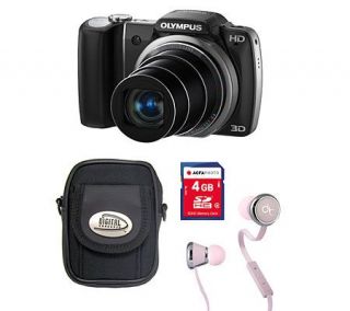 Olympus 14MP 18X Optical Zoom Digital Camera Kit w/4GB SD Card