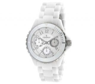 Peugeot Ladies White Acrylic Multifunction Bracelet Watch —