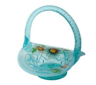 FentonArtGlass Handpainted Robins EggBlue Hydrangea 5 1/4 Basket