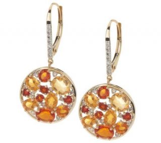 Smithsonian 1.90 ct tw Mexican Fire Opal & Diamond Earrings, 14K